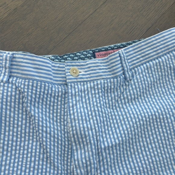 Vineyard Vines Seersucker Blue and White Striped Pants Preppy 36 X 32 - Picture 2 of 5